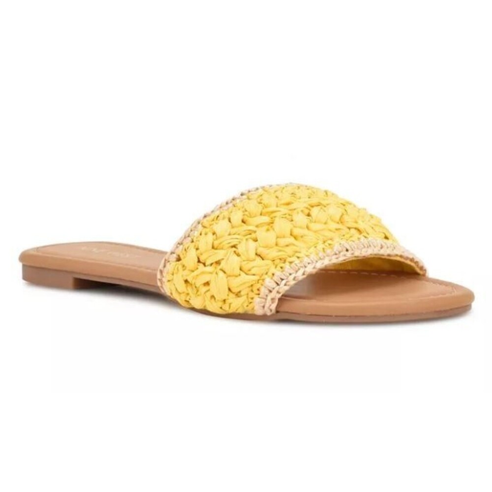 Nine West Beehive Slip-On Slide Sandals Yellow Woven Size 6.5 – NWOB